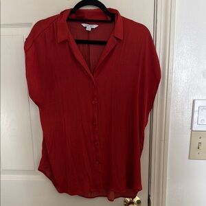 Women's Orange Button-Up Blouse